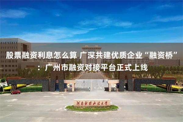 股票融资利息怎么算 广深共建优质企业“融资桥” ：广州市融资对接平台正式上线