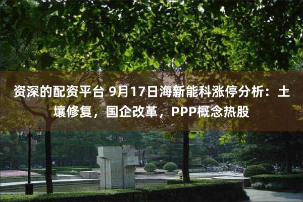 资深的配资平台 9月17日海新能科涨停分析：土壤修复，国企改